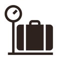 Luggage on weigh scales icon