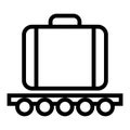 Luggage on a wheelbarrow line icon. Cargo vector illustration isolated on white. Transportation outline style design