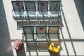 Luggages at waiting chairs at airport departure terminal Royalty Free Stock Photo