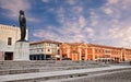 Lugo, Ravenna, Emilia Romagna, Italy: view at dawn of the square Francesco Baracca