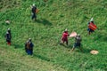 LUH, RUSSIA - AUGUST 27, 2016: Reconstruction of medieval battle of knights in armor and weapons at the festival of Royalty Free Stock Photo