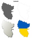 Luhansk blank outline map set - Ukrainian version Royalty Free Stock Photo