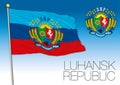 Luhansk Republic flag and coat of arms, Russia Royalty Free Stock Photo