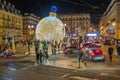 Luis De Camoes square (Praca Luis de Camoes) with Chrtismas decorations in Lisbon Royalty Free Stock Photo