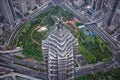 Lujiazui central green and Jinmao tower top in Shanghai, China Royalty Free Stock Photo