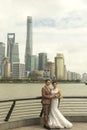 Lujiazui is popular wedding photo spot in Shanghai, China Royalty Free Stock Photo