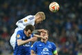 Lukasz Teodorczyk powerful header, UEFA Europa League Round of 16 second leg match between Dynamo and Everton Royalty Free Stock Photo