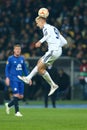 Lukasz Teodorczyk preforms header, UEFA Europa League Round of 16 second leg match between Dynamo and Everton