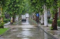 Lukavac june.2019 year,rain weather and drivers and problems araund the street under watzer