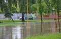 Lukavac june.2019 year,rain weather and drivers and problems araund the street under watzer