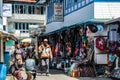 Lukla - Everest Base Camp Trekking Route with street trading in Lukla town in Nepal