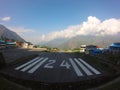 Lukla, Nepal - May 2019: Airport panoramic in Lukla during the way down from Everest Base Camp, Sagarmatha Royalty Free Stock Photo