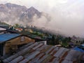 Lukla, Nepal - May 2019: Roofs landscape in Lukla during a cloudy day on the way down from Everest Base Camp, Sagarmatha Royalty Free Stock Photo