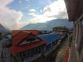 Lukla, Nepal - May 2019: Roofs landscape in Lukla during the way down from Everest Base Camp Royalty Free Stock Photo