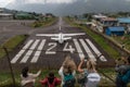 Lukla,Nepal 29 September 2018 : People and Airplane at Lukla airport the place that tourist travel for Everest Base Camp trekking,