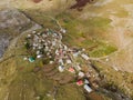 Lukomir, remote village in Bosnia mountains, birds eye view from above Royalty Free Stock Photo