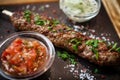 Lula kebab with tomato salsa Royalty Free Stock Photo