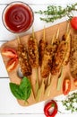 Lula kebab is a traditional Asian dish. Chopped fried meat on skewers