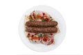 Lula kebab traditional Georgian dish white background top view Royalty Free Stock Photo