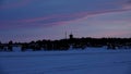 Lulea airport tower at night from the iceroad on a winter day in Sweden Royalty Free Stock Photo