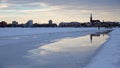 Lulea from the iceroad on a winter day in Sweden Royalty Free Stock Photo