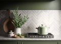 Lulio herringbone limestone backsplash , concept of Geometric pattern, created with Generative AI technology Royalty Free Stock Photo
