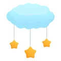 Lullaby cloud wired stars icon cartoon vector. Celestial sky