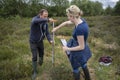 Employees of the Irish IPCC are mapping a piece of bogland. Royalty Free Stock Photo