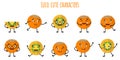 Lulo fruit cute funny cheerful characters with different poses and emotions