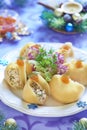 Lumaconi pasta with seafood salad, red caviar and fennel Royalty Free Stock Photo