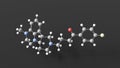 lumateperone molecular structure, atypical antipsychotic, ball and stick 3d model, structural chemical formula with colored atoms