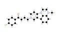 lumateperone molecule, structural chemical formula, ball-and-stick model, isolated image caplyta
