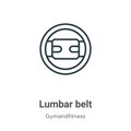 Lumbar belt outline vector icon. Thin line black lumbar belt icon, flat vector simple element illustration from editable Royalty Free Stock Photo