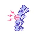 Lumbar osteochondrosis line color icon. Orthopedics diseases.Isolated vector element. Outline pictogram for web page