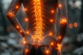 Lumbar pain, intervertebral spine hernia, man with back pain, spinal disc disease, health problems concept, AI Generated