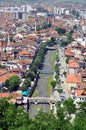 Lumbardhi - Bistrica river photographed from fortress and Stone bridge, Prizren Kosovo Royalty Free Stock Photo