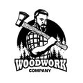 Lumber jack with axe in vecor illustration style, perfect for wood cutting company logo