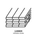 Lumber line icon. Plank stack vector symbol. Editable stroke