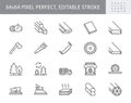 Lumber line icons. Vector illustration include icon - log, plank, polishing grinder, saw, lumberjack, cutting, carpentry