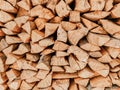 Lumber natural texture, organic wooden background. Stacked logs of firewood. Royalty Free Stock Photo