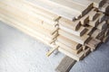 Lumber stacked at a construction site Royalty Free Stock Photo