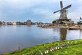 Lumber Windmill Zaanse Schans Village Holland Netherlands Royalty Free Stock Photo