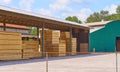 Lumber yard with piles of lumber Royalty Free Stock Photo