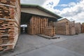 Lumber yard, wooden boards