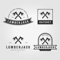 Lumberjack Ax Logo Icon Vector Vintage Illustration Design Royalty Free Stock Photo