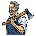 Lumberjack with Axe Illustration Vector Character Design Royalty Free Stock Photo