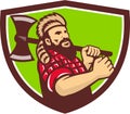 Lumberjack Axe Shield Retro Royalty Free Stock Photo