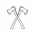 Lumberjack axes crossed icon, outline style