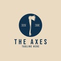 lumberjack axes vintage logo minimalist wood work icon, with emblem vector illustration design