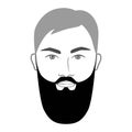 Lumberjack Beard long length style men in face illustration Facial hair mustache. Vector grey black portrait male